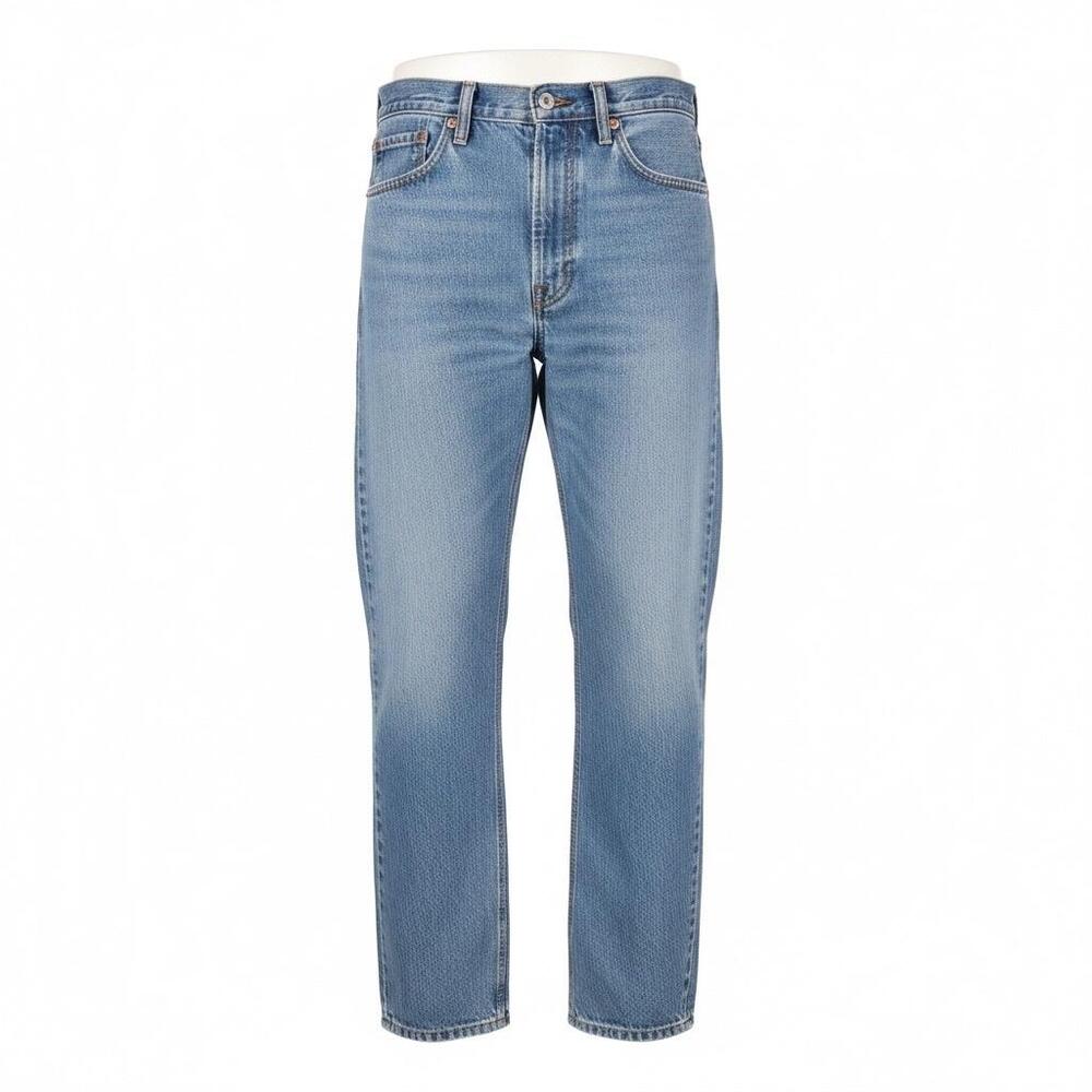 Levis 505 Jeans Mens 36x33 Light Wash Blue Denim Regular Fit Straight Distressed